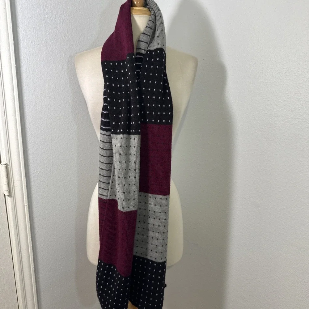 Gruppo Italiano Scarf Unisex Colorblock Dot Print Winter‎ Wrap 74x11 Classic
